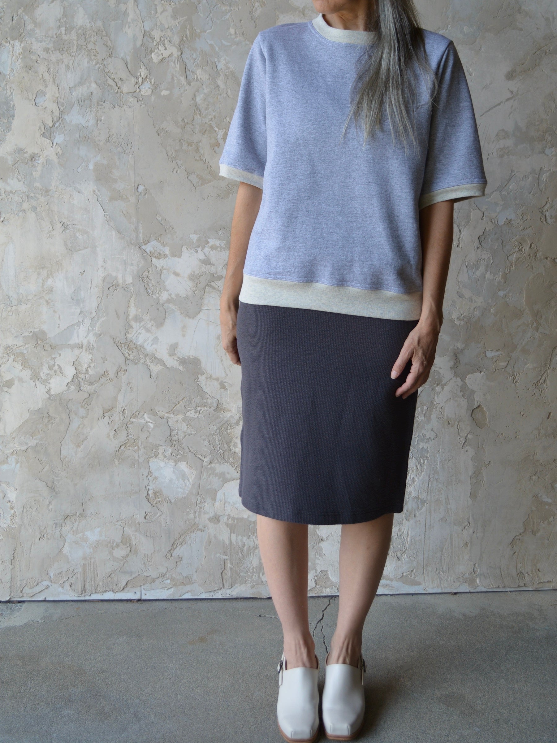 Charcoal Tube Skirt Knee Length