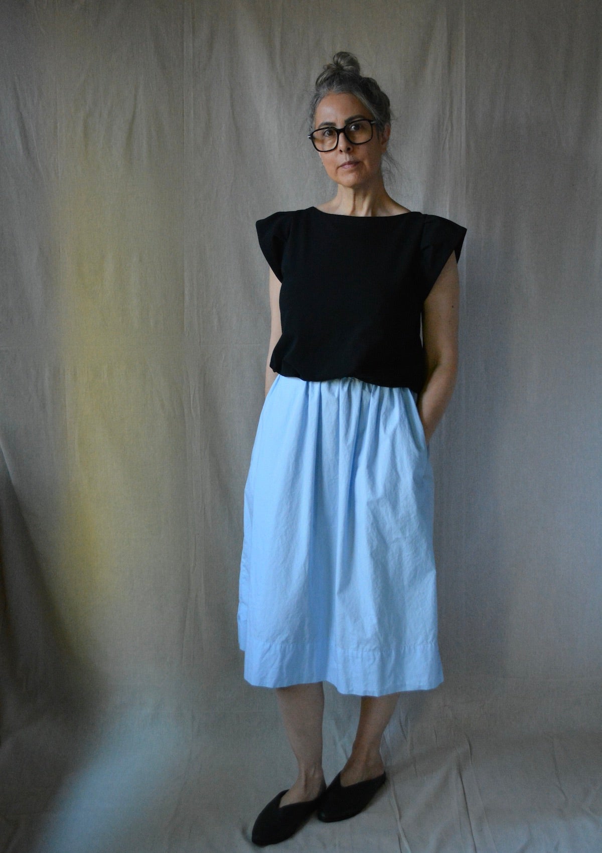 Poplin Asymmetrical Skirt, OOAK