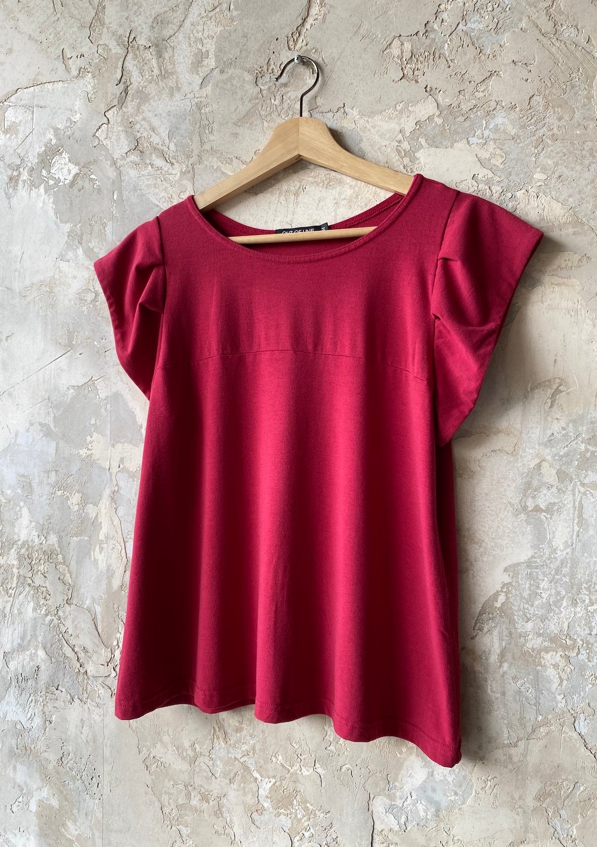 Flutter Sleeve Top, Ruby