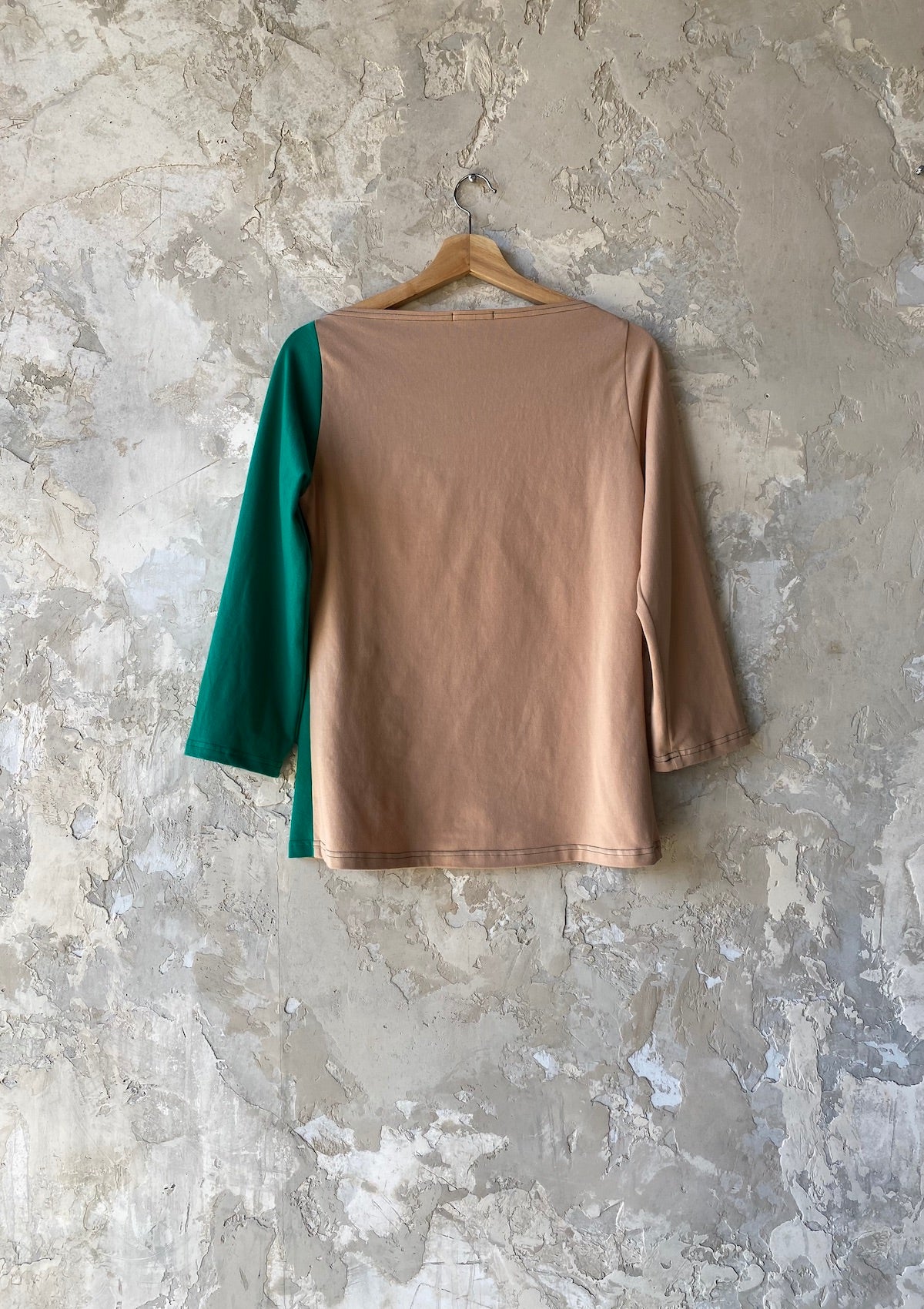 Triangle Top Color Block, tan and greens