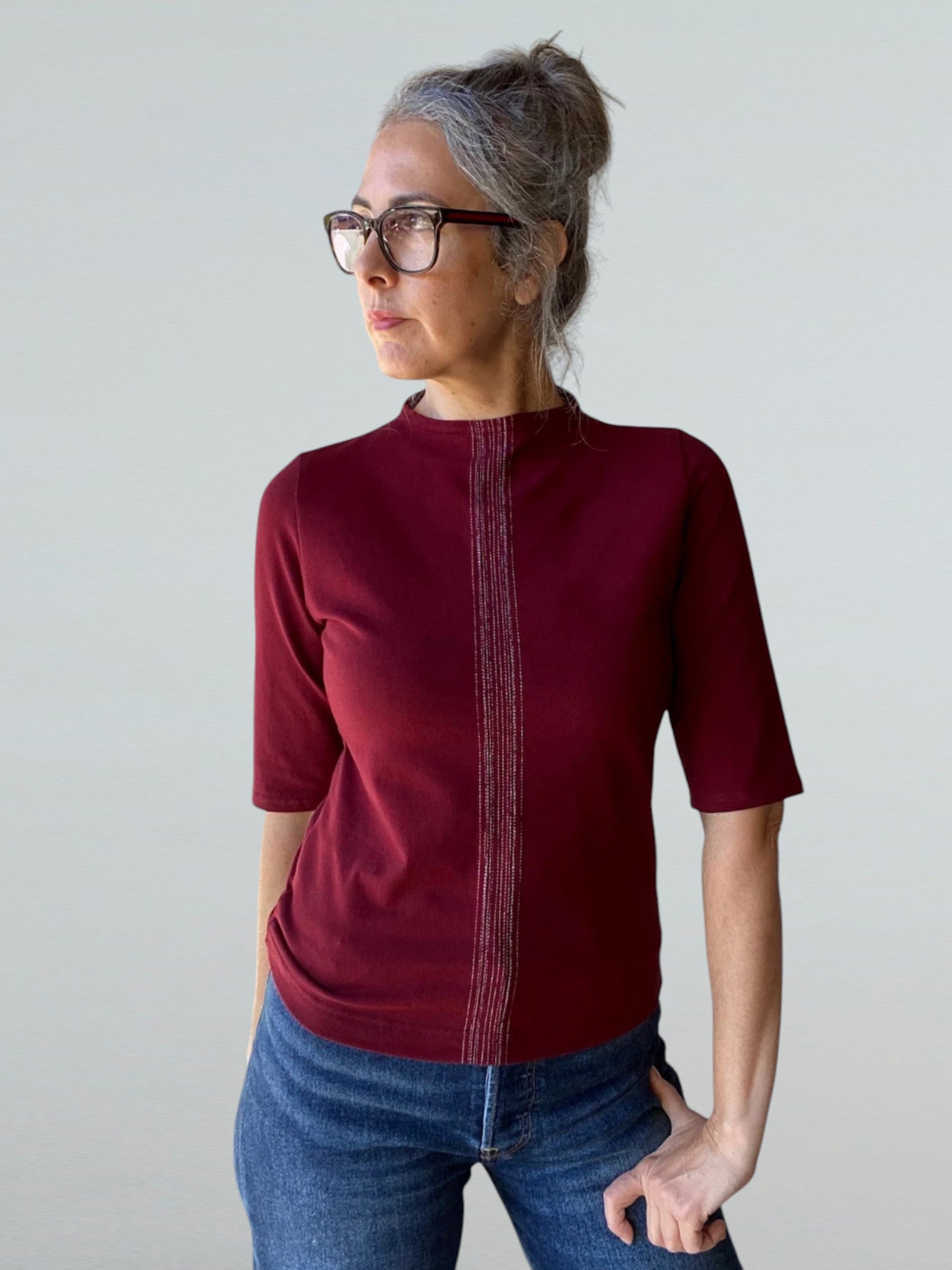 Extra Small, Center Lines Top Claret