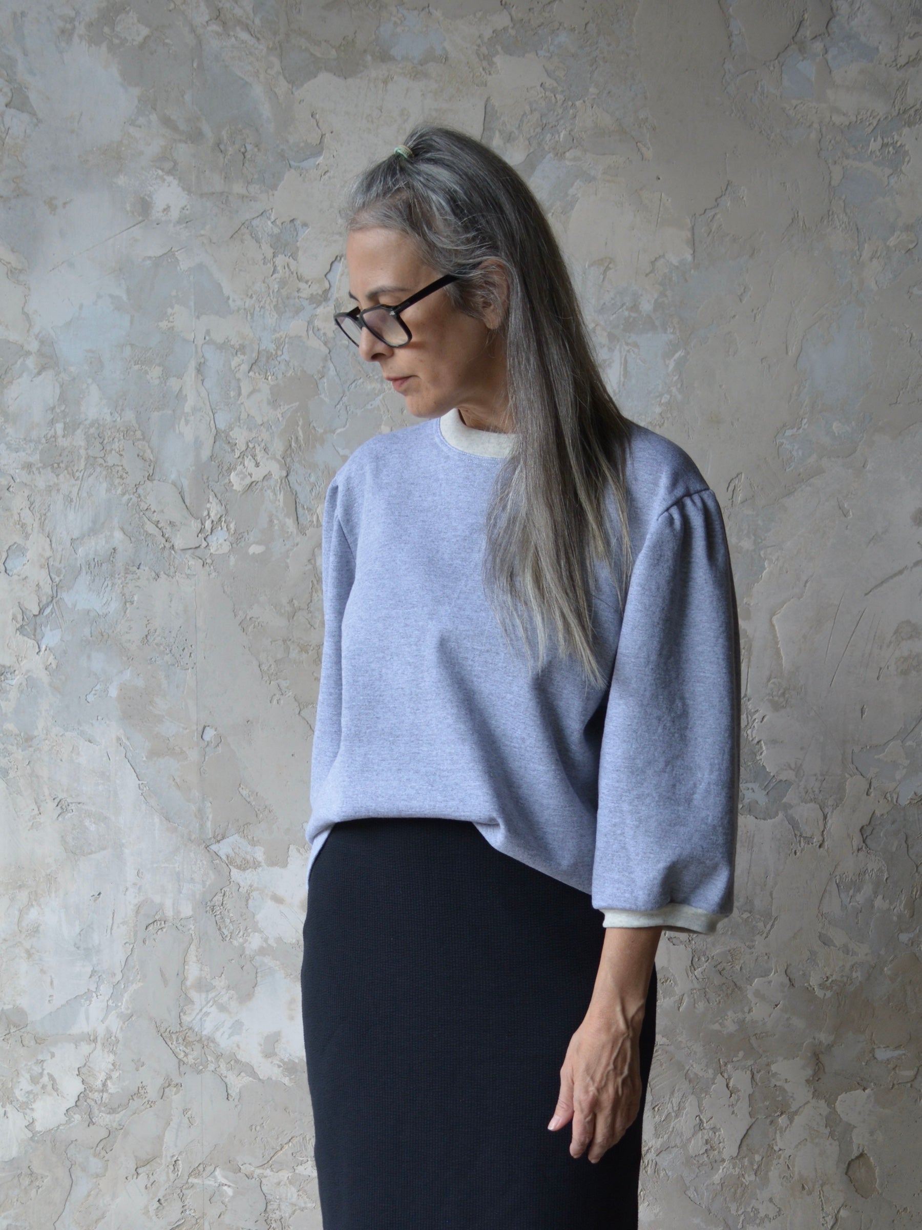Heather Grey Cotton Sweatshirt for Women