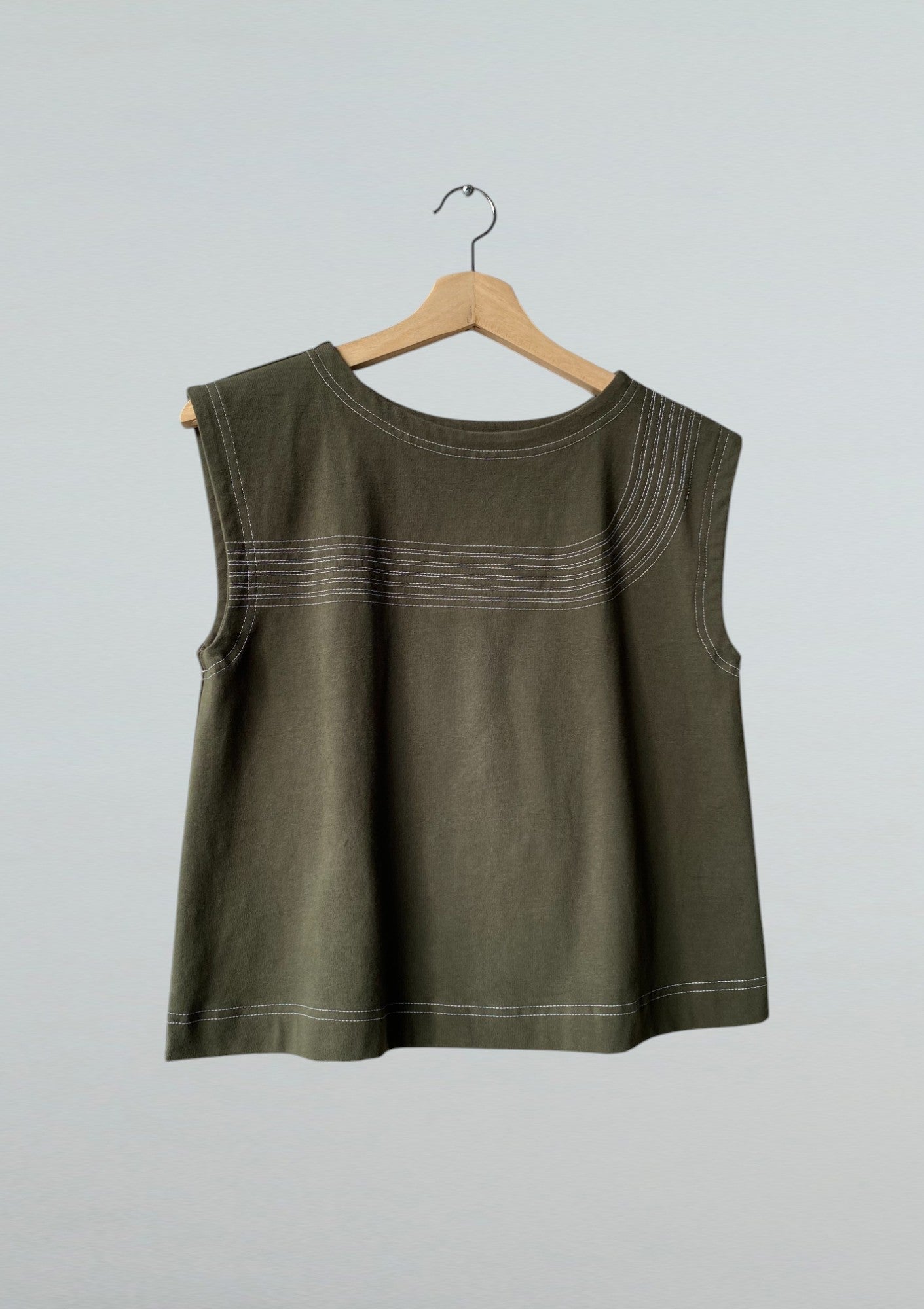 Small, Shell Top with White Lines, Olive
