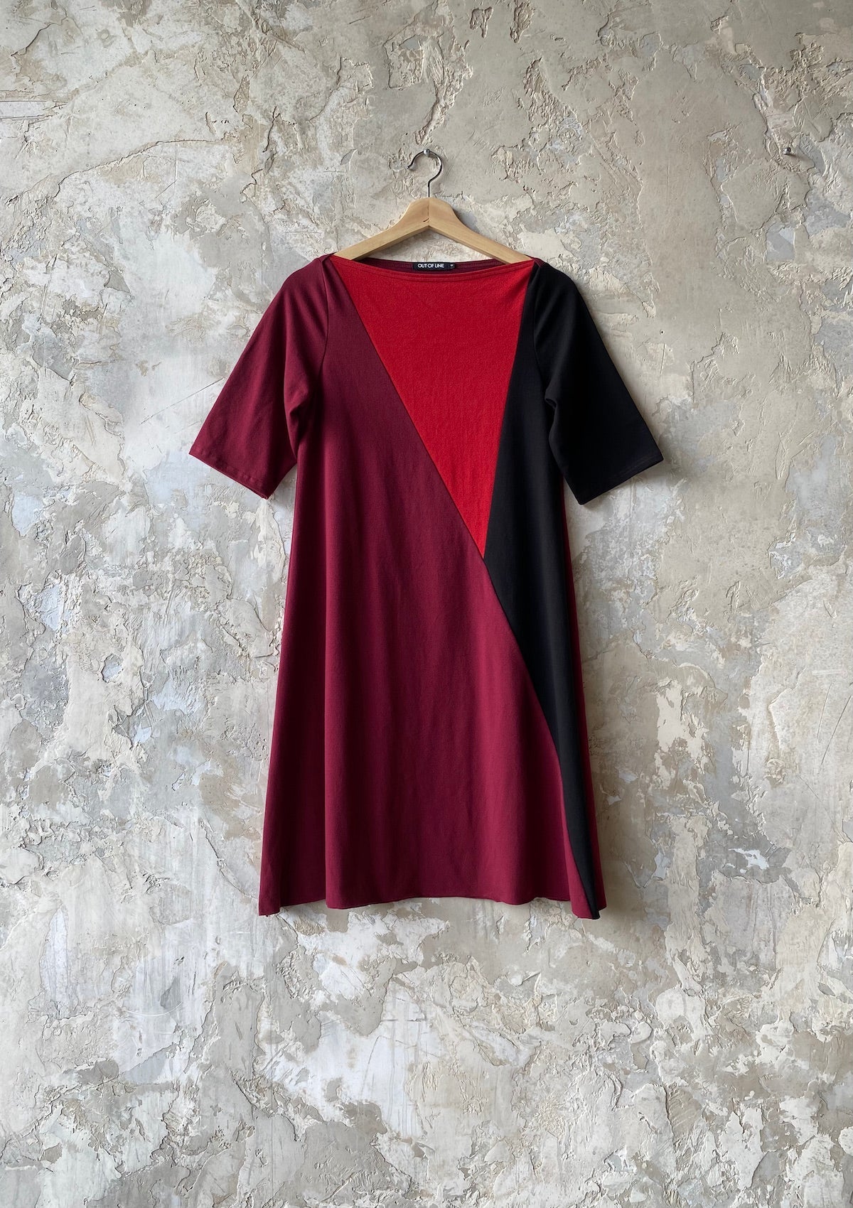 Small, Eva Dress, Color Block Reds