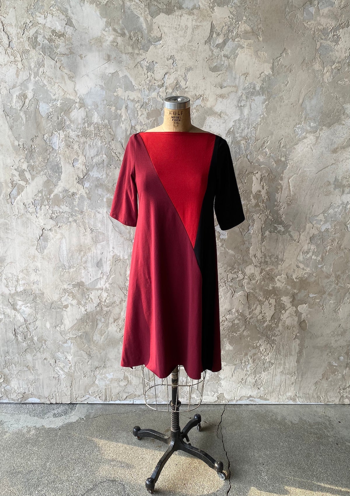 Small, Eva Dress, Color Block Reds